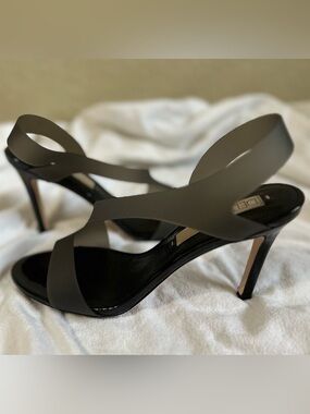 Women's Deltan Black Slingback Heeled Sandals